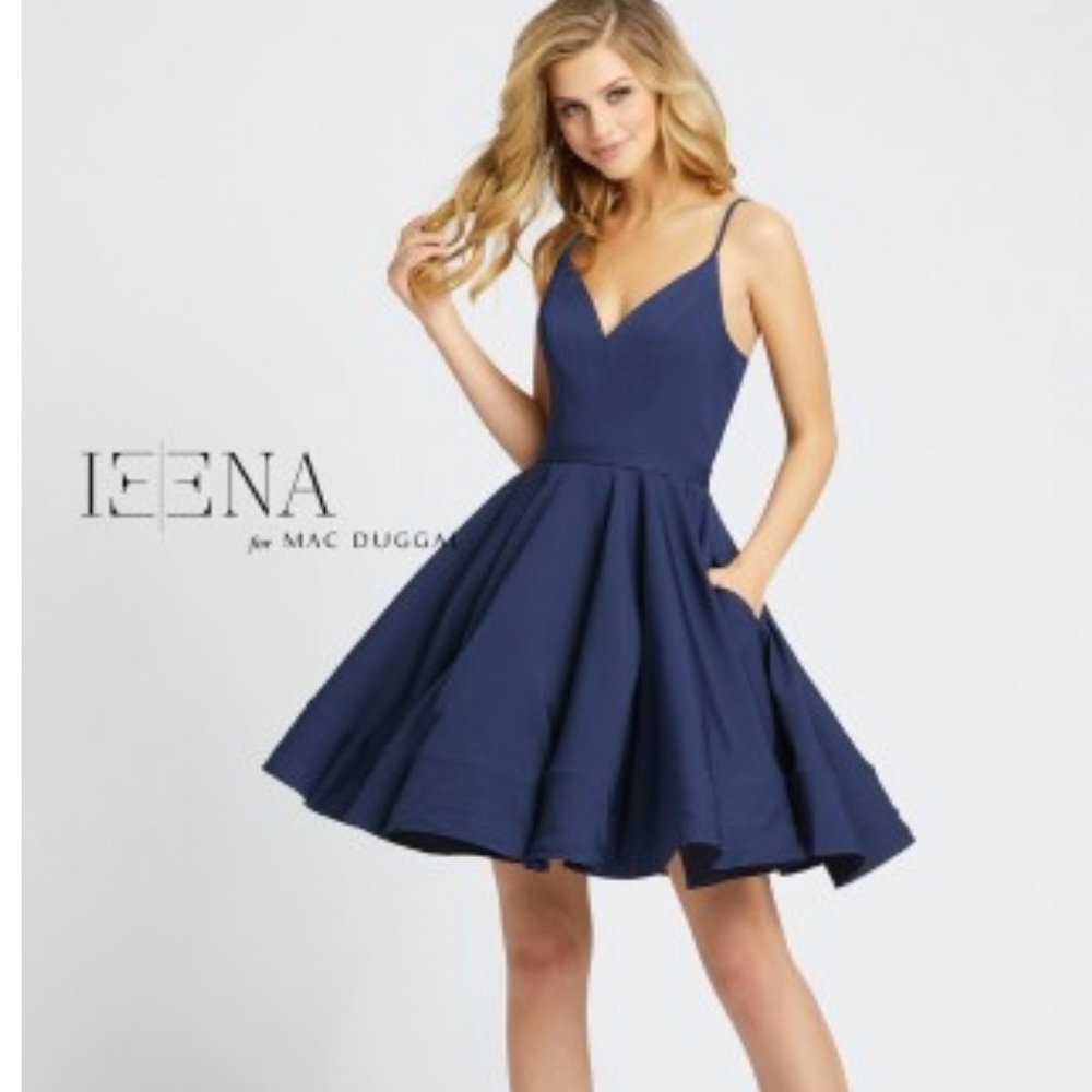 COPY - Ieena for Mac Duggal 48775i Plunging V-Back Short Dress